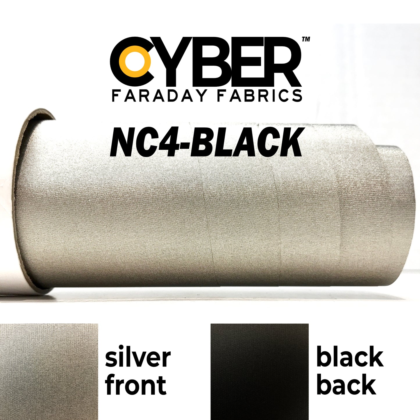 CYBER Faraday Fabric EMF RF Shielding Black Fabric Roll – 50″ x 1′