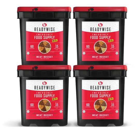 ReadyWise Meat Package - 4 Freeze Dried Meat Buckets 240 Servings